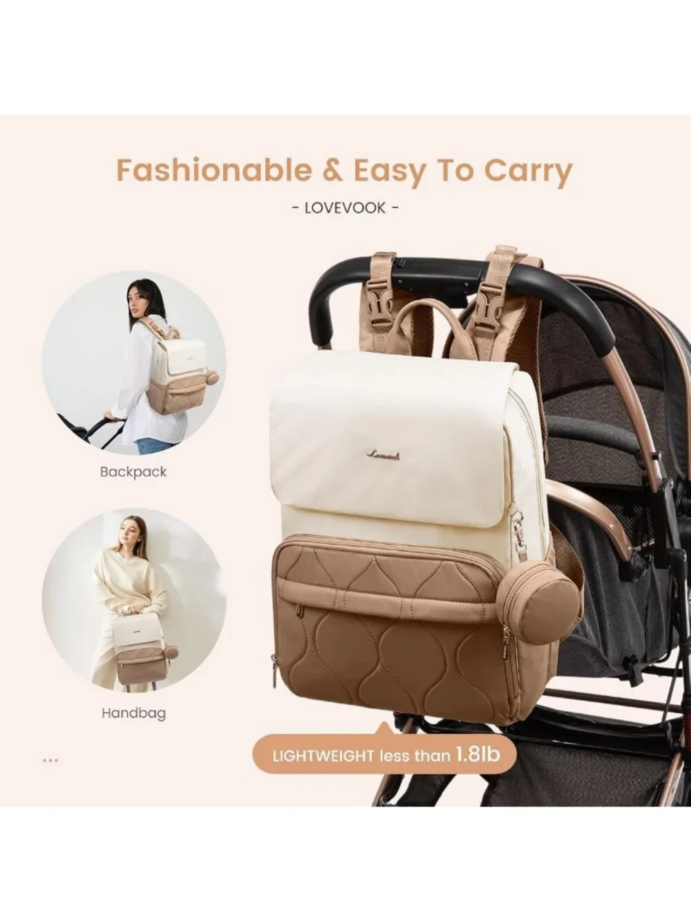 Stylish Waterproof Diaper Bag Backpack for Baby Travel, Includes Changing Pad